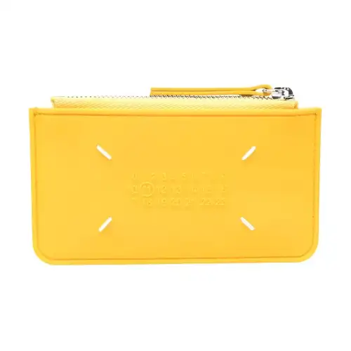Maison Margiela Leather Card Holder, Wallet Women's Yellow