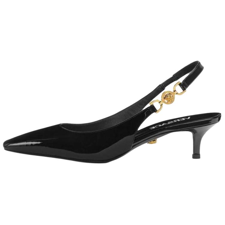 VERSACE Medusa '95 популярный Потеть это на высоком каблуке Обувь 4,5 см женский черный золотой