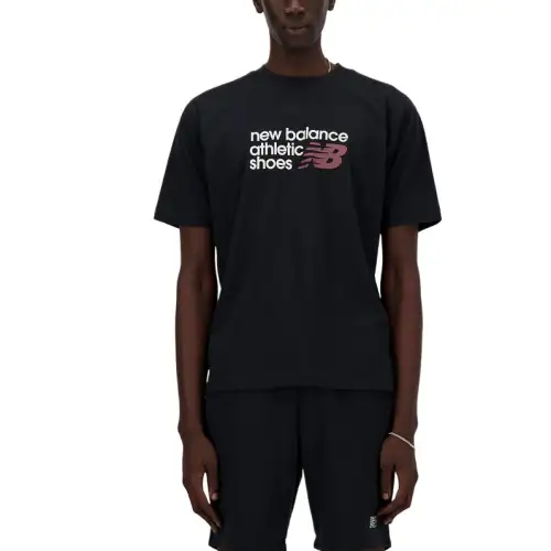 New Balance T Shirts Men's Black Crew Neck Moderate Straight Fit