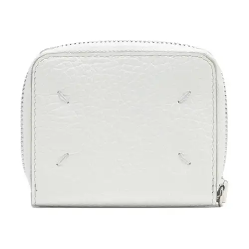 Maison Margiela Zip Closure Cow Leather Wallet Women's White
