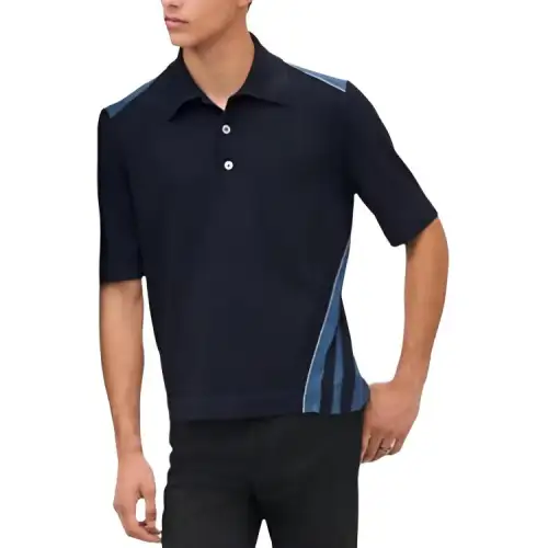 HERMES SS25 Polo Shirt Men's Marine Blue
