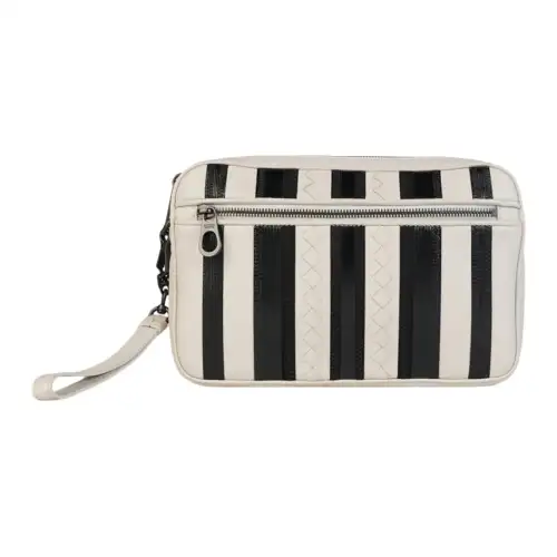 Bottega Veneta Leather Clutch Women's Black/White