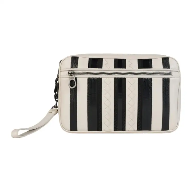 Bottega Veneta Leather Clutch Women's Black/White