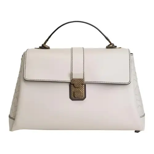 Bottega Veneta Pattern Leather Handbag Regular Women's White