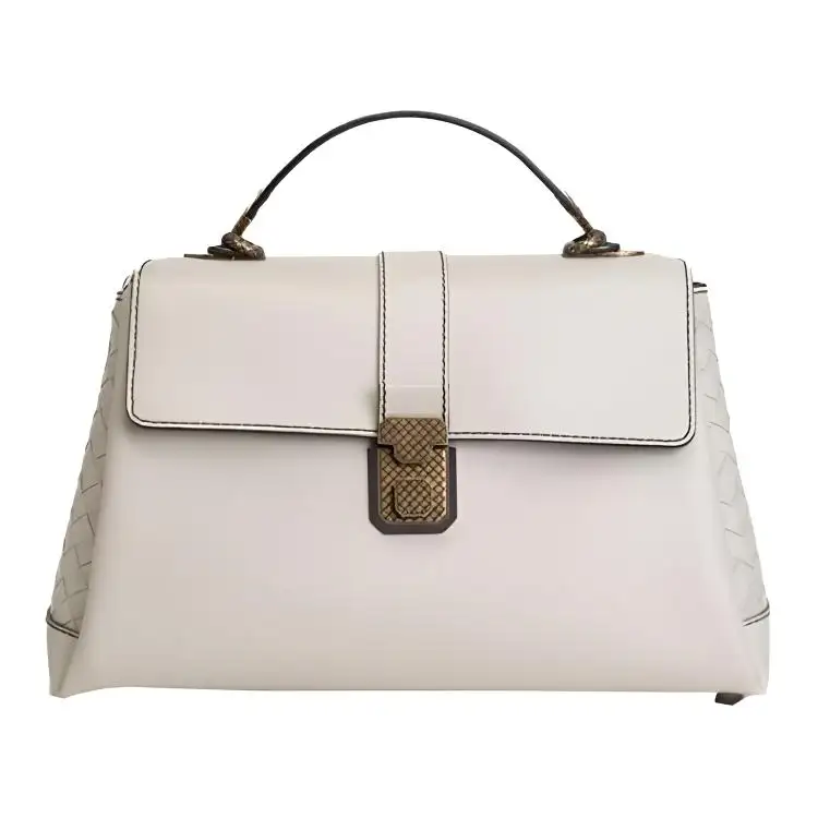 Bottega Veneta Pattern Leather Handbag Regular Women's White