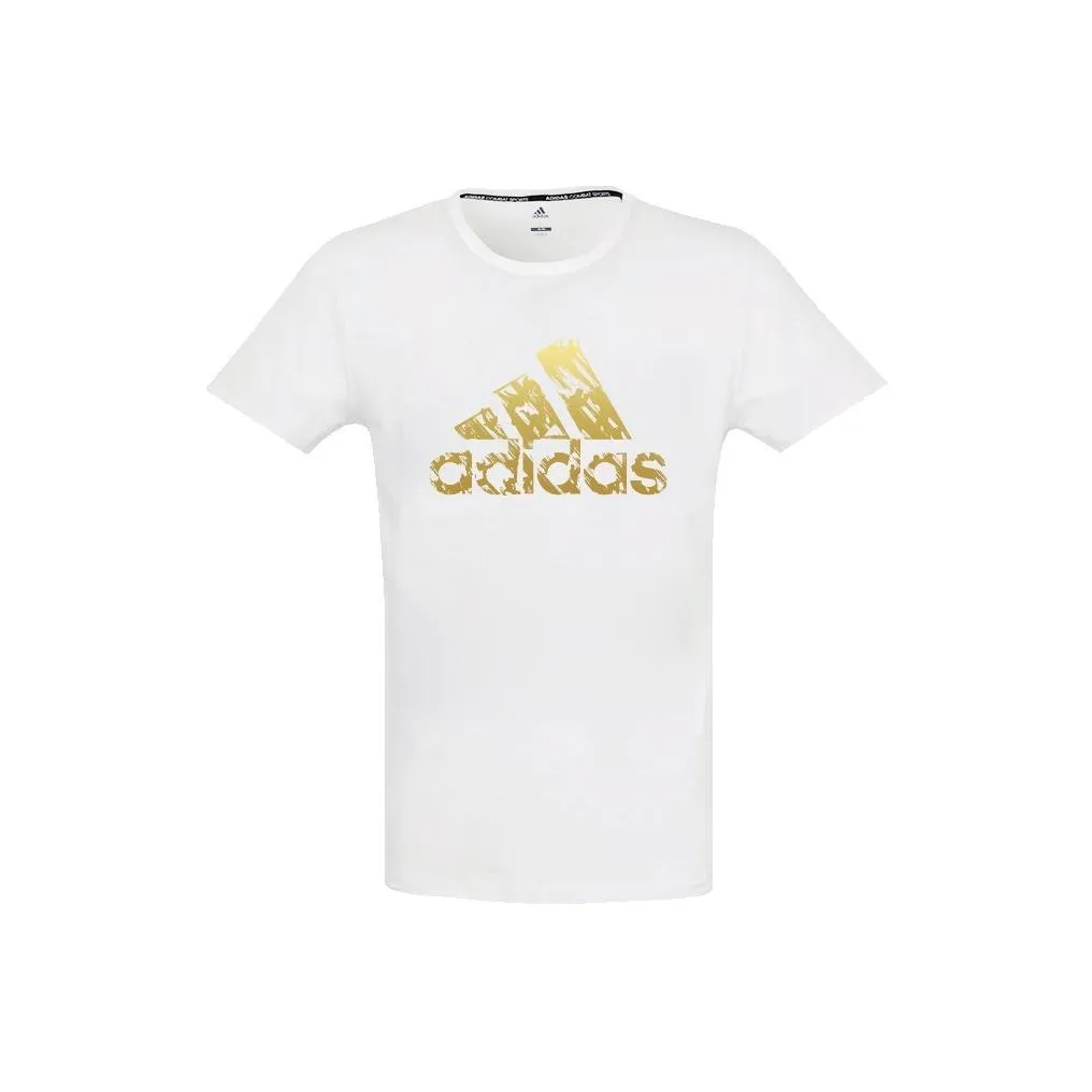 Adidas T Shirt Men's White With Gold Logo