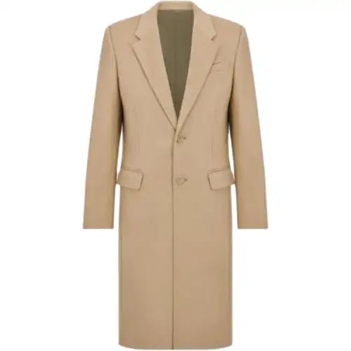 DIOR Coats Men's Khaki Lapel Moderate Straight Fit