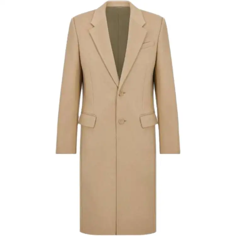 DIOR Coats Men's Khaki Lapel Moderate Straight Fit