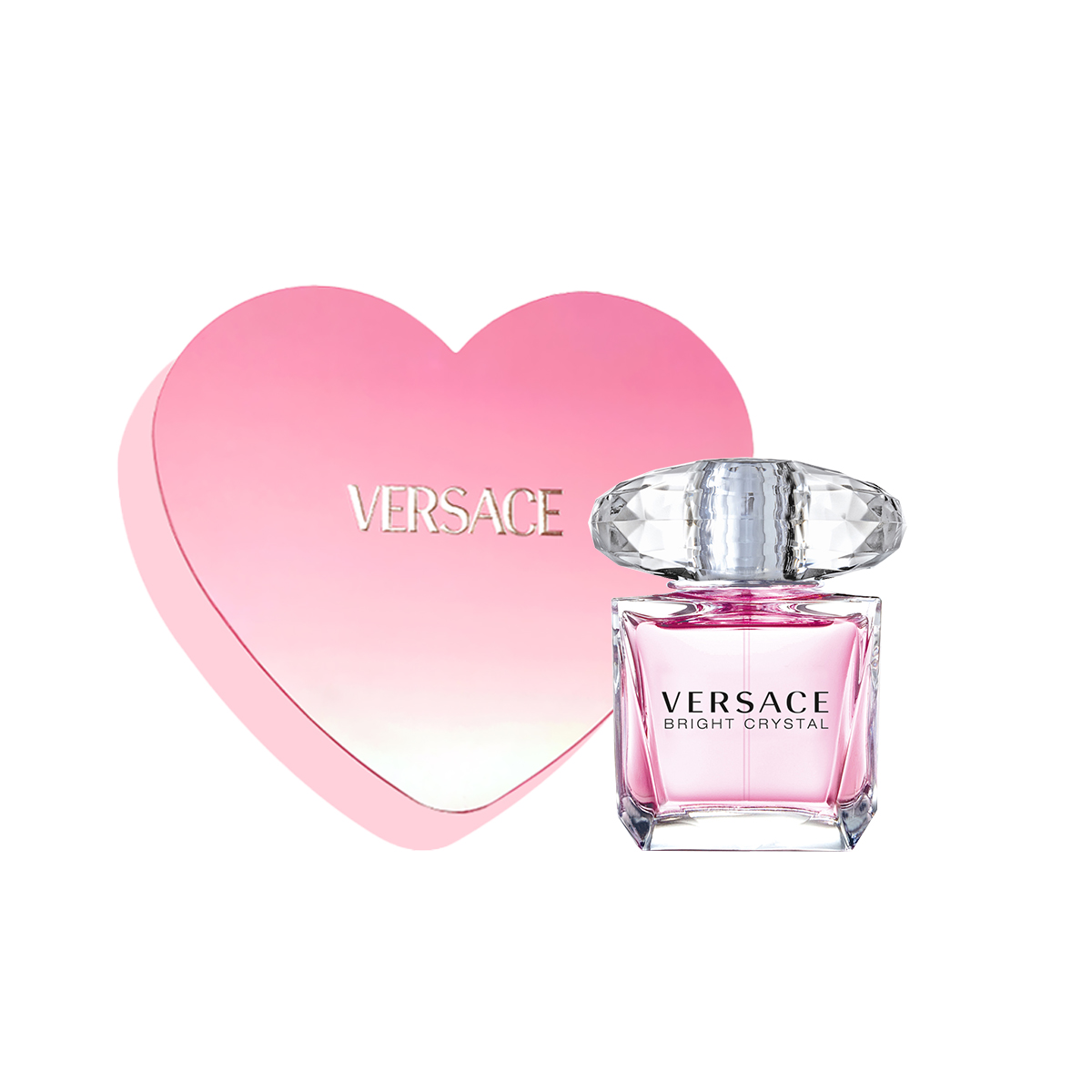 VERSACE Pink Brilliance Crystal Women's Perfume Heart Shaped Box Set Pink Diamond Floral Fruity Accord