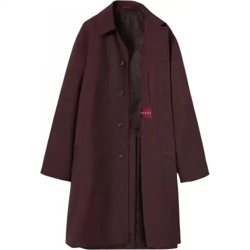 GUCCI Coats Men's Burgundy Lapel Moderate Straight Fit