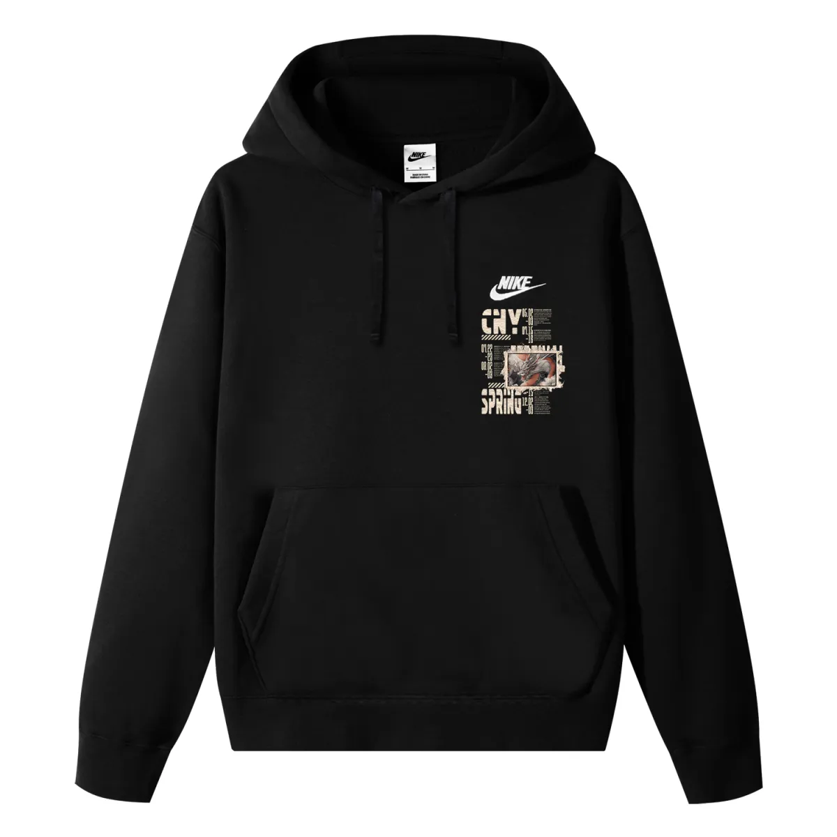 Nike CNY Fleece Sportswear Club Plush Traditional Linen Like Cloud Dragon Thermal Pullover Hooded Sportswear Sweatshirt