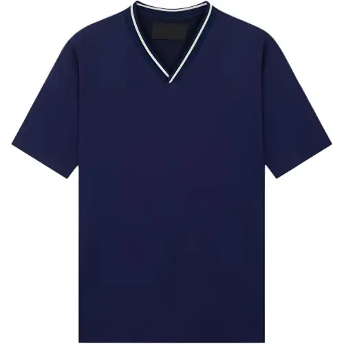 PRADA T Shirts Men's Blue V Neck Moderate Straight Fit
