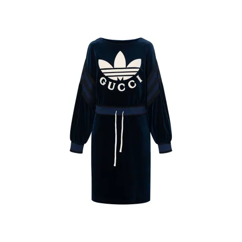 GUCCI x Adidas Originals Long Sleeved Dress Women's Blue
