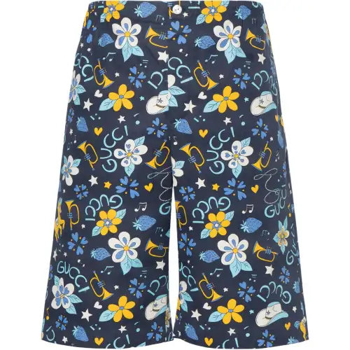GUCCI Cotton Flower And Pony Print Shorts