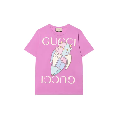 GUCCI Drop Shoulder Sleeve T Shirt Women's Pink