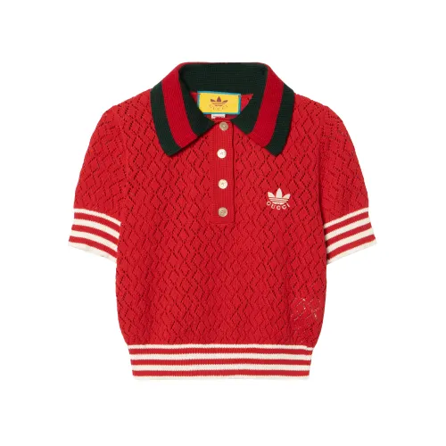 GUCCI X Adidas Cotton Polo Red