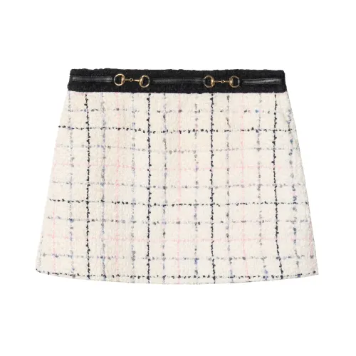 GUCCI Casual Short Skirts Women's Beige Moderate A Line Skirt