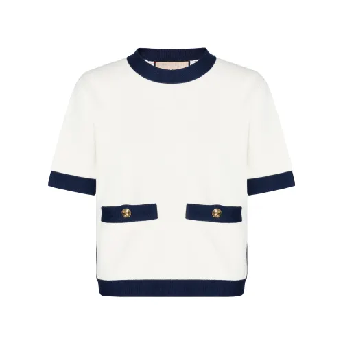 GUCCI Crop Tops Women's White Crew Neck Moderate