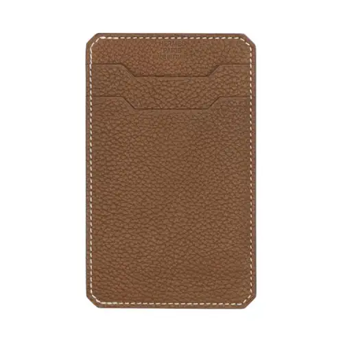 HERMES City Calfskin Card Holder Women's Light Tawny