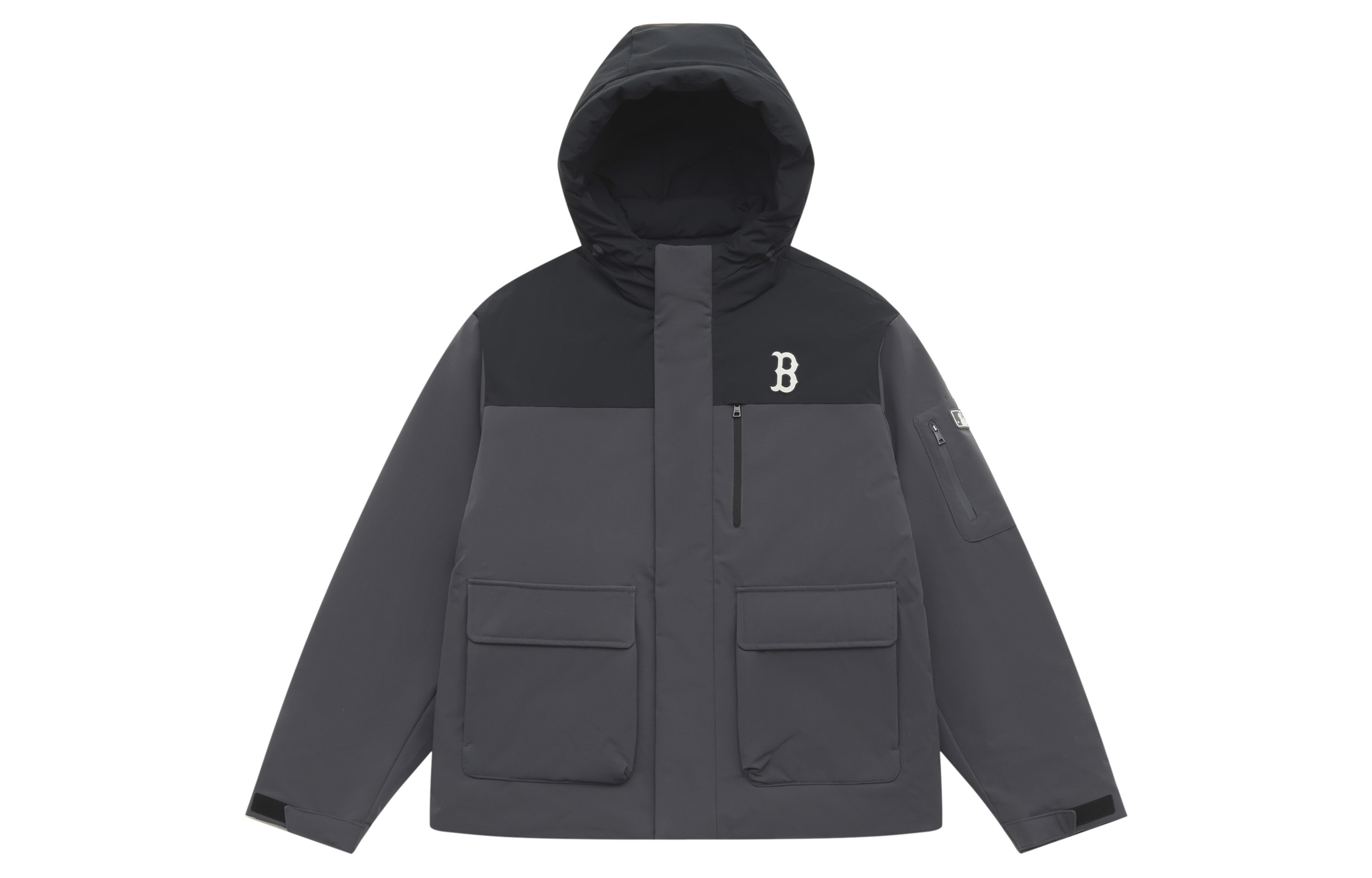 MLB Base velvet water repellent windproof sports cloth, down jacket with hood for men and women, duck down, with your logo imprint