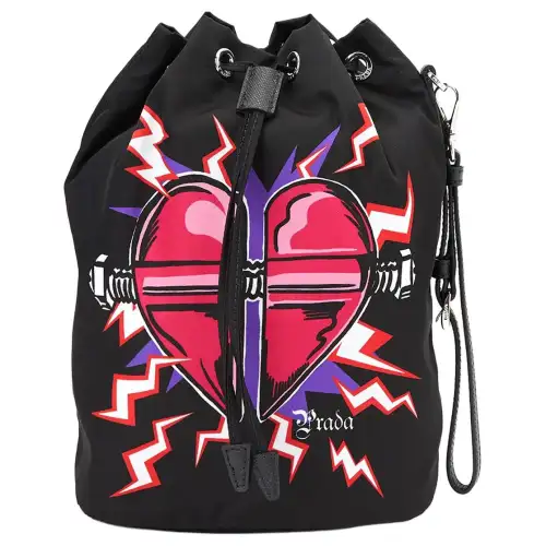 PRADA Nylon Handbag Unisex Black