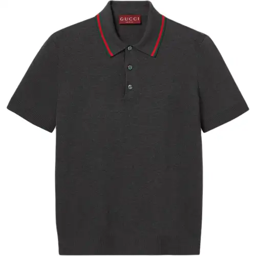 Gucci Silk cotton polo shirt with Web