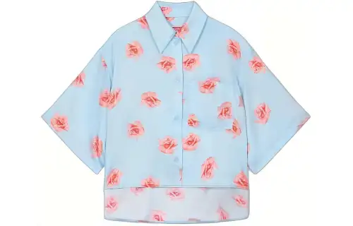 KENZO Shirts Women's Blue Pointed Collar Moderate Other