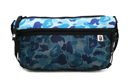 A BATHING APE Multi Pocket Trendy Crossbody Bags Unisex Blue