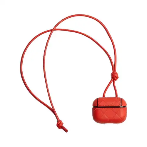 Bottega Veneta Nappa Leather, Cow Leather Earphone Case Unisex Red