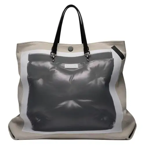 Maison Margiela Linen Handbag Large Men's Beige & Black