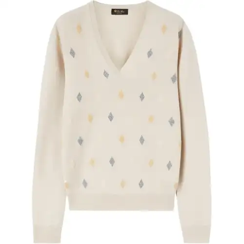 Loro Piana Sweaters Women's Beige V Neck Moderate Other