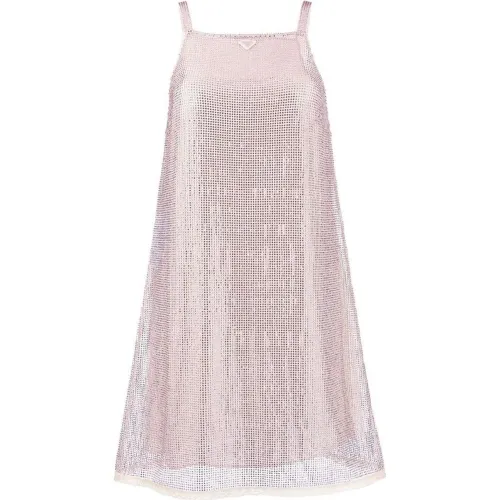 Prada rhinestone-embellished mesh minidress