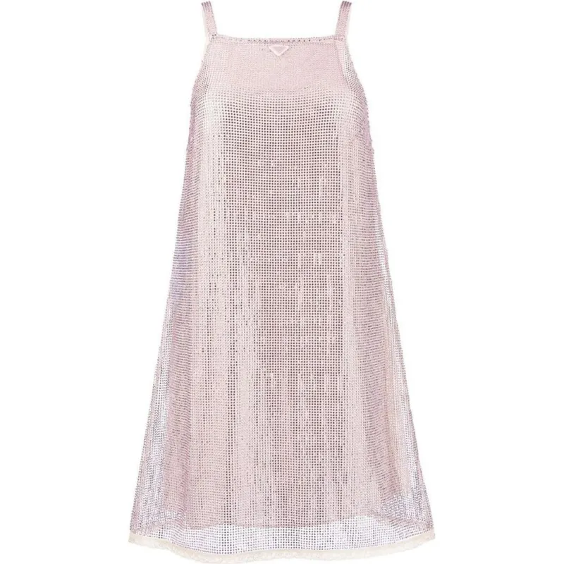 Prada rhinestone-embellished mesh minidress