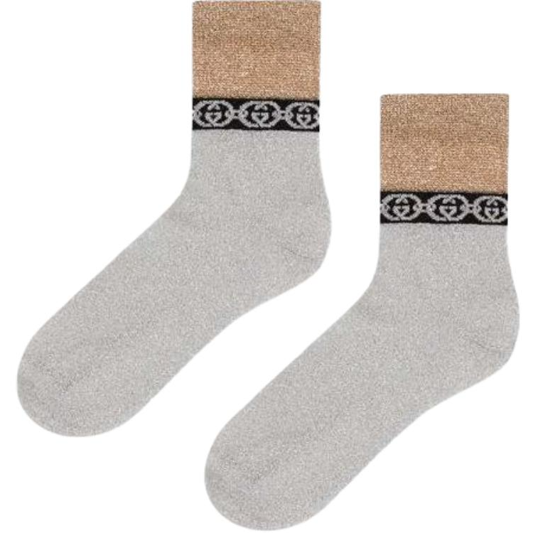 Женские носки Gucci 609345-3GF05-1975 (бежево-красные)