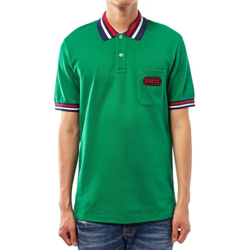 GUCCI Polo Shirts Men's Green Moderate Straight Fit