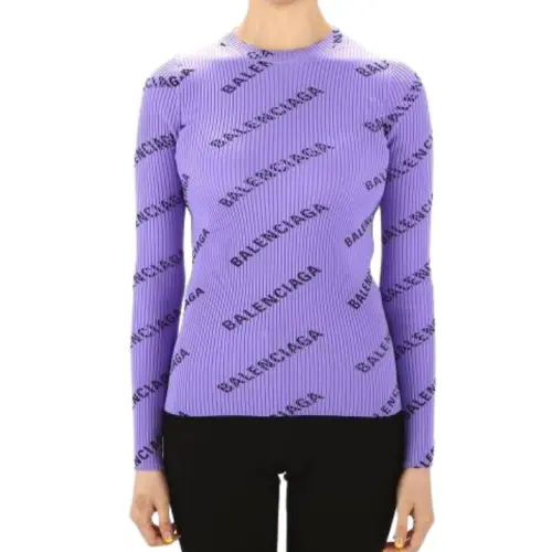 Balenciaga Pre Owned Rib knit Logo Sweater