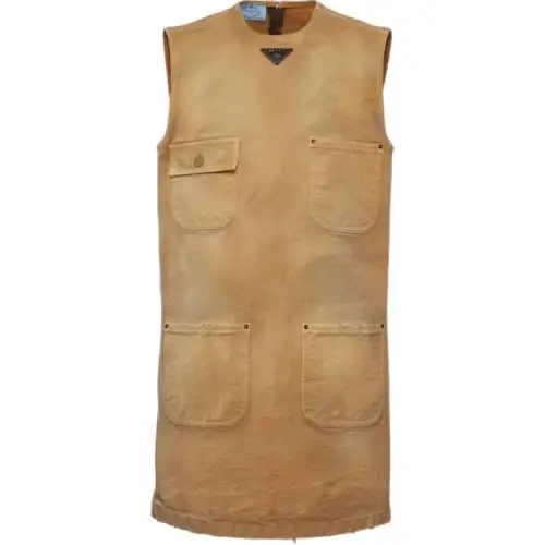 PRADA Logo Triangle Sleeveless Mini Dress