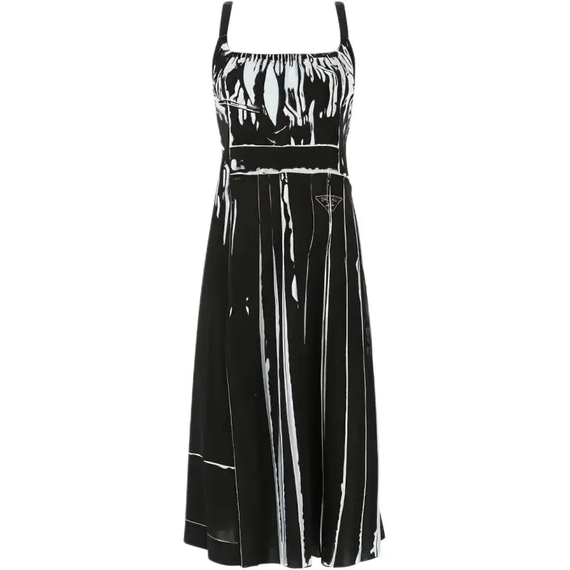 PRADA U Neck Sleeveless Sablé Dress