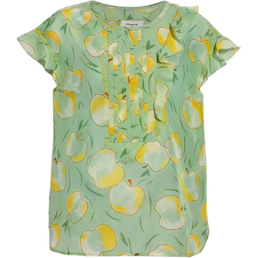 COACH Shirts Women's Green Crew Neck Moderate Straight Fit