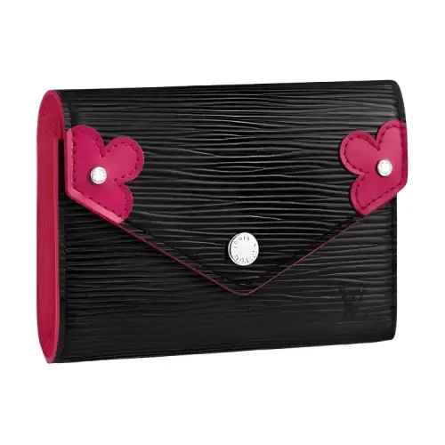 LOUIS VUITTON Victorine Epi Cow Leather Victoria Wallet Regular Women's Black