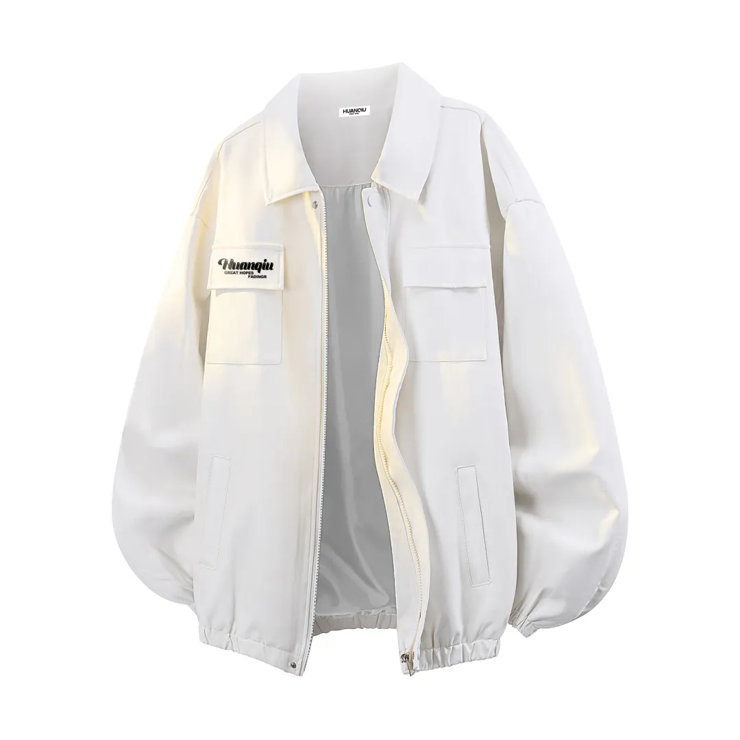 HUANQIU Leather Jackets Unisex Lapel Moderate