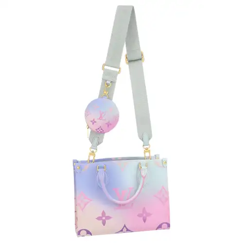 LOUIS VUITTON ONTHEGO Coated Canvas One Shoulder Handbag Small Women's Gradient Blue Pink