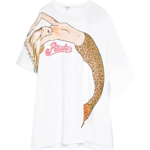 LOEWE SS23 Drop Shoulder Sleeve T Shirt Women's White