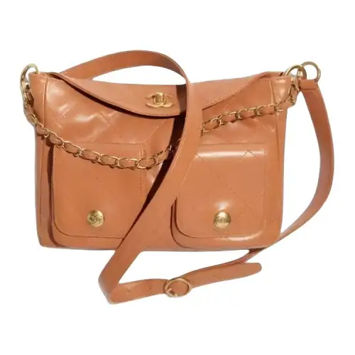 CHANEL Smooth Cow Leather Crossbody Bag, Shoulder Bag Small Women's Brown