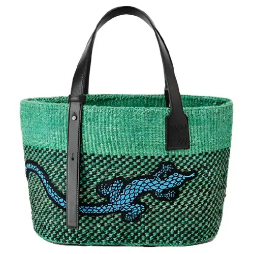 LOEWE Basket Cow Leather One Shoulder Handbag Women's Green