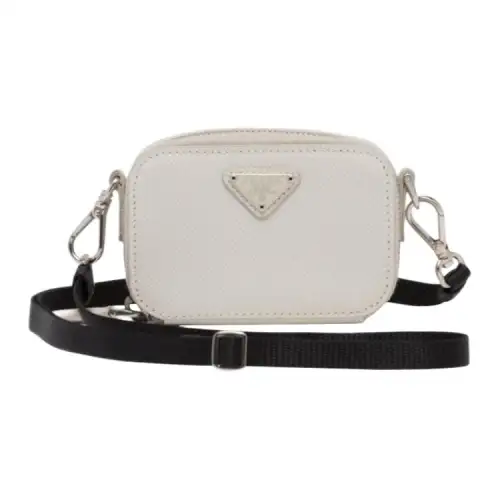 PRADA Saffiano Leather Shoulder Bag, Crossbody Bag Mini Men's White