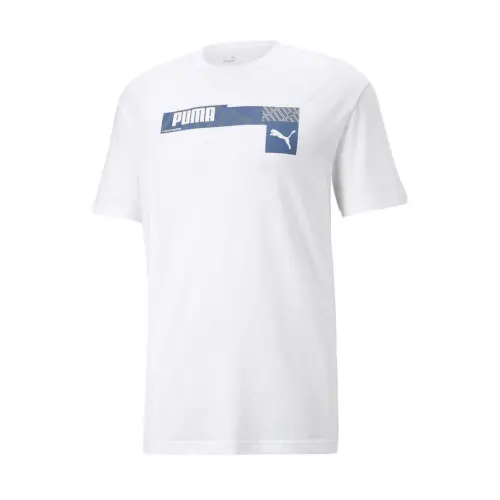 PUMA T Shirts Men's White Crew Neck Moderate Straight Fit