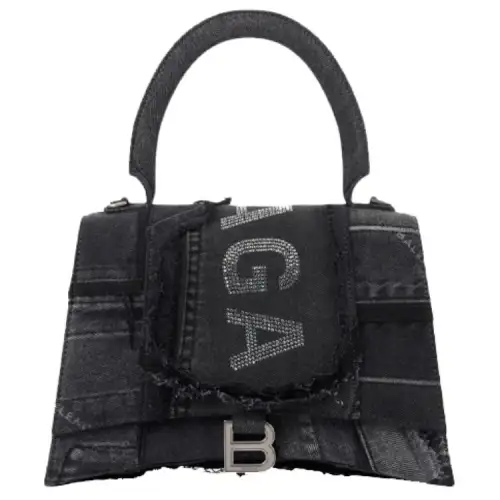 Balenciaga Hourglass Cow Leather Handbag Women's Black/Rainbow