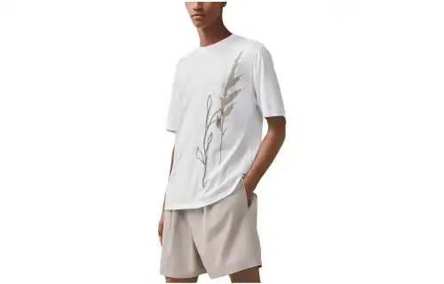 HERMES T Shirts Men's White Crew Neck Moderate Straight Fit