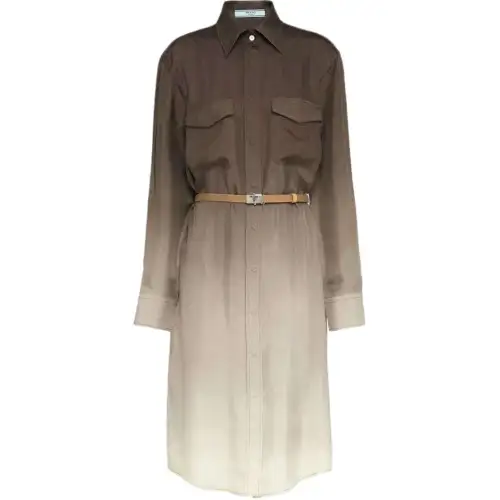 PRADA Gradient Silk Shirtdress